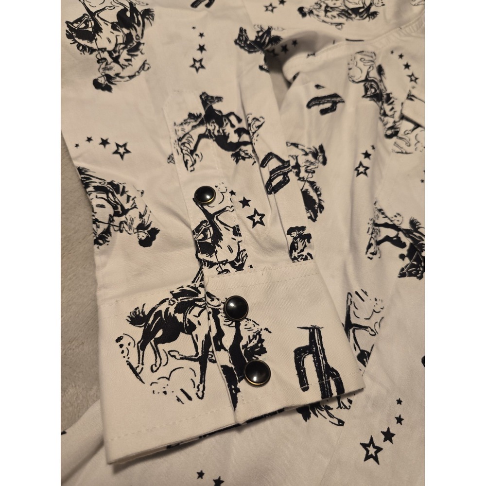 Wrangler Retro Western Pearl Snap Cowgirl Shirt Womens Med White Black 112330046 - Picture 3 of 12